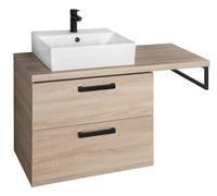 Aqualine Vega - Mueble con lavabo y encimera, 104x45x61 cm, 2 cajones, roble platino VG873-03