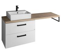 Aqualine Vega - Mueble con lavabo y encimera, 145x71x45 cm, 2 cajones, roble blanco/platino VG083-02