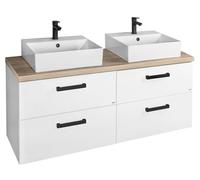 Aqualine Vega - Mueble lavabo 125x54x45 cm, 4 cajones, roble blanco/platino VG064-04