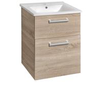 Aqualine Vega - Mueble para lavabo 52x73x44 cm, 2 cajones, roble platino VG853
