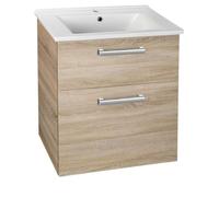 Aqualine Vega - Mueble para lavabo, 62x73x44 cm, 2 cajones, roble platino VG863