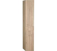 Aqualine ZOJA/KERAMIA: Armario alto con cesto para ropa, 35x184x29 cm, para montaje en la pared izquierda, acabado en roble plateado