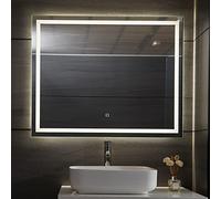 Aquamarin® Espejo de Baño LED - CEE Táctil, de Pared, 3 en 1 Luz Blanca Fría/Cálida/Neutra, Función de Memoria, Antivaho, Tamaño a Elegir - Espejo con Iluminación, con Luz (100 x 70 cm)