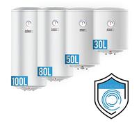 Aquamarin® Termo Eléctrico - Modelo ANTICAL, Capacidad de 30/50/80/100 Litros, 1,5 kW, Termostato 75° C, CEE: B/C, Instalación Vertical - Calentador, Acumulador de Agua Caliente, Ducha (80L)