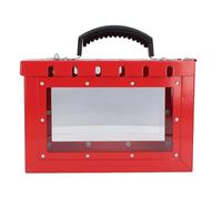 aqxreight Caja de Candado de Grupo de Seguridad Caja de Bloqueo de Etiquetado Portátil Transparente con Manija Capacidad de 12 Candados para la Industria Superficie Recubierta de Metal para Agarre