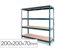 Ar storage Estantería metálica con 4 estantes de madera 200x200x70 cm