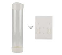 Aramox Dispensador de Vasos de Papel, Soporte de Plástico ABS Ajustable, Botón de un Toque, para Uso Doméstico en la Oficina, Capacidad de 60-80 Tazas (White)