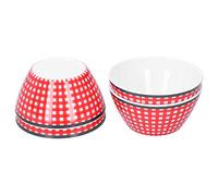 Aramox Juego de 4 Uds de Ensaladeras, Cuenco de Melamina para Comida, Vajilla de Porcelana de Imitación de 6 Pulgadas, Superficie Lisa para el Hogar, Cocina, Restaurante, Hotel (Patrón de cadrícula)