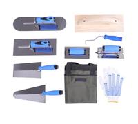 Aramox Kit de Herramientas de Albañilería, Kit de Albañilería de 10 Piezas con Juego de Paleta de Acero Inoxidable y Madera de Pino, de Agarre para Acabado de Esquinas, Bolsa de Herramientas, para