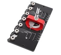Aramox Localizador de Orificios de Taladro para Carpintería, Plantilla de Orificios de Aleación de Aluminio, Perforación de Bisagras de 35 Mm con Brocas de 5 Mm y 2, Desplazamiento de 3 a 6 para