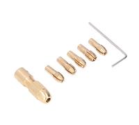 Aramox Pinza de Taladro Eléctrico Pequeña, Juego de Portabrocas de Latón, 7 Piezas de 0,5 a 3,0 Mm, Apriete Manual de 4 Mordazas para Taladro Eléctrico y Amoladora, Perforación, Pulido y Pulido