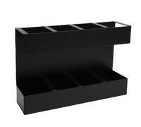 Aramox Soporte para Palillos de Paja, Organizador de 4 Compartimentos de Hierro con Etiquetas Adhesivas y Cinta Adhesiva de Doble Cara, 9,8 X 2,4 X 6,5 Pulgadas para Cocina, Mostrador, Puerta de