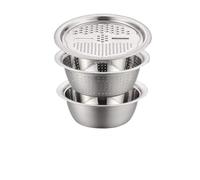 Aramox Trituradora de Verduras, Juego de Lavabo de Acero Inoxidable con Cesta de Escurridor, Utensilios de Cocina de 3 Piezas 28 X 19 X 12 Cm para Lavar, Triturar y Cortar Verduras Frutas Arroz (4)