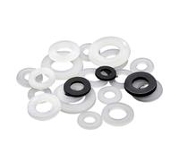 Arandelas de nailon blancas y negras de 1000/500 Uds M2 M2.5 M3 M4 M5 M6 M8 M10 M12 juntas de arandela plana de plástico(Black,M2.5x5x1 (1000pcs))