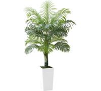 Árbol artificial de palmera Areca, de 1524 mm de altura, con maceta blanca, ideal para interiores