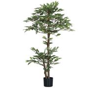 Árbol artificial Outsunny, planta artificial, ficus, altura 1,5 m, tronco, ramas, liana, líquenes, hojas, gran realismo, maceta incluida