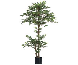 Árbol artificial Outsunny, planta artificial, ficus, altura 1,5 m, tronco, ramas, liana, líquenes, hojas, gran realismo, maceta incluida