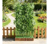 Árbol de bambú sintético para exteriores, planta de bambú artificial con macetero para privacidad, ideal para patio, balcón, patio trasero y decoración de cercas (base de 120 cm + 29 tallos de bambú)