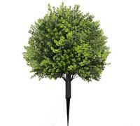 Árbol de bola de boj artificial con estaca de tierra, resistente a la intemperie, arbusto de vegetación sintética para jardín al aire libre, decoración de patio, planta de plástico realista, 60 cm