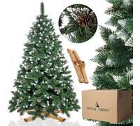 Árbol de Navidad Artificial con Árboles Reales Premium de 220 cm, Pino de Nieve con Forma de Diamante