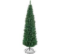 Árbol de Navidad Artificial Fina Estrecha, Árbol de Navidad Slim Artificial Abeto Fino de Hoja Espumillón 150cm 180cm 210cm Arboles con Soporte Metálico, Arbol Economico, Arbol Alta, Arbol Navidad Res
