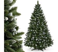 Árbol de Navidad artificial KADAX con adornos plateados y detalles que simulan escarcha, de 180 cm, fabricado en PVC