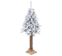 Árbol de Navidad artificial Springos de 180 cm | Abeto con efecto de nieve en el tronco natural | Árbol de Navidad con revestimiento de yute y base estable