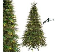 Árbol de Navidad artificial Springos® Premium, 220 cm | Abeto de hoja perenne con ramas densas | Árbol de Navidad realista que incluye una base de metal resistente
