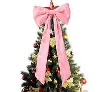 Árbol de Navidad cinta guirnalda decoraciones | 41 x 84 cm, lazo gigante de terciopelo para árbol de Navidad, para San Valentín, cumpleaños, hogar, interior, pared, chimenea