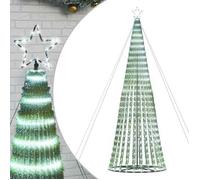 vidaXL Árbol de Navidad con iluminación LED, forma de cono, 1028 ledes, 8 efectos de luz, decoración navideña, interior y exterior, blanco frío, 403 cm