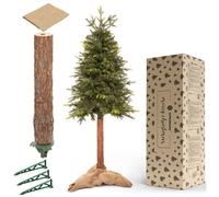 Árbol de Navidad Springos® de 180 cm, modelo "Naturtanne Deluxe", con tronco natural y ramas de polietileno (PE) densas, que se asemejan a un árbol de Navidad real