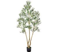 Árbol de olivo artificial de 210 cm, planta decorativa alta y realista, con maceta, ideal para el hogar u oficina