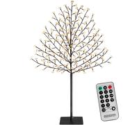 Monzana® Lámpara Árbol 200 Leds Blanco Cálido Flores de Cerezo 180cm Interior Exterior Mando a Distancia