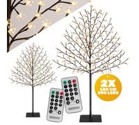 Monzana® Set de 2X Lámparas de Árbol de Navidad 200 Leds Blanco Cálido Flores de Cerezo 180cm Interior Exterior