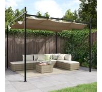 Arborthrum Pérgola con techo deslizante, cenador de jardín, protección solar, terraza, pabellón, tienda de fiesta, cenador de barbacoa, pabellón, topo, 295 x 292 x 230 cm