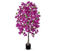 Arborus Árbol de buganvillas artificiales de 150 cm de alto, árboles de flores artificiales con flores de seda, gran árbol de flores artificiales en maceta, planta falsa realista para interiores y
