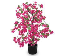 Arborus Planta artificial de buganvilla de 75 cm de alto, árbol de flores falsas para interiores, árboles artificiales rosas en maceta negra, planta sintética grande con flores para decoración de