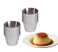 ARBUTUS 12 Flaneras Individuales de Acero Inoxidable,Molde para Flan Individuales,Molde para horno ideal para flanes, magdalenas, panacota, gelatina,Repostería,Salsas Ø7cm/Ø8cm/Ø9cm/Ø10cm. (7cm)