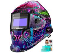 ARCCAPTAIN Casco de soldadura con pantalla de visualización grande, 1/1/1/1 de claridad óptica superior, oscurecimiento automático, sensor de 4 arcos, tiempo de respuesta de 1/25000s, casco de