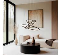 Arcchio lámpara colgante LED Albiona, negra, 3 anillos, Ø 80 cm