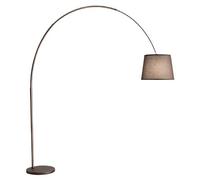 Arche: Lámpara de pie LED de metal, con forma curva, 1xE27, máx. 60 W, altura 230 cm, cabezal ajustable 180°, metal color marrón - Perenz