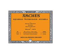 Arches Papel de Acuarela en Bloc 1795089 – 46×61 cm, 300 g/m², Grano grueso, 20 hojas