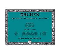 Arches Bloc encolado para acuarelas Aquarelle 100% Fino 640 g 4L 26x36 cm 10 hojas Blanco natural