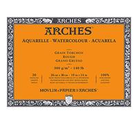 Arches Aquarelle 100% Grueso 300g Bloc Encolado 4L 26x36 20 hojas Blanco Natural