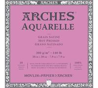 Arches Aquarelle 100% Satin 300g Bloc Encolado 4L 20x20 20 hojas Blanco Natural