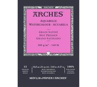 ARCHES Aquarelle 100% Satinado 300g Bloc Encolado 14.8x21cm 12 hojas Blanco Natural
