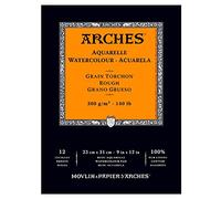 Arches Aquarelle - Bloc de papel para acuarela, 23 x 31 cm, color blanco natural