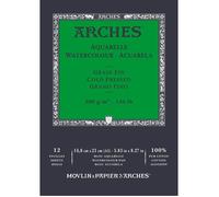 ARCHES BLOC ENC 14 8X21 12H ARCHES AQUARELLE 100% FINO 300G BLANCO ARCHES AQUARELLE 210x148x8 Cms.