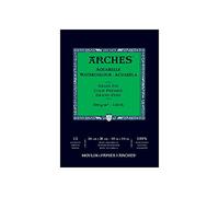 Arches - Papel de acuarela, bloc 12 hojas engomado 1 lado, grano fino, 300 g/m², 26 x 36 cm