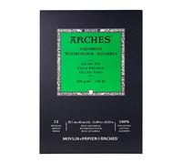 Arches Papel de acuarela bloc 12 hojas engomado por un lado grano fino 300 g/m² A3